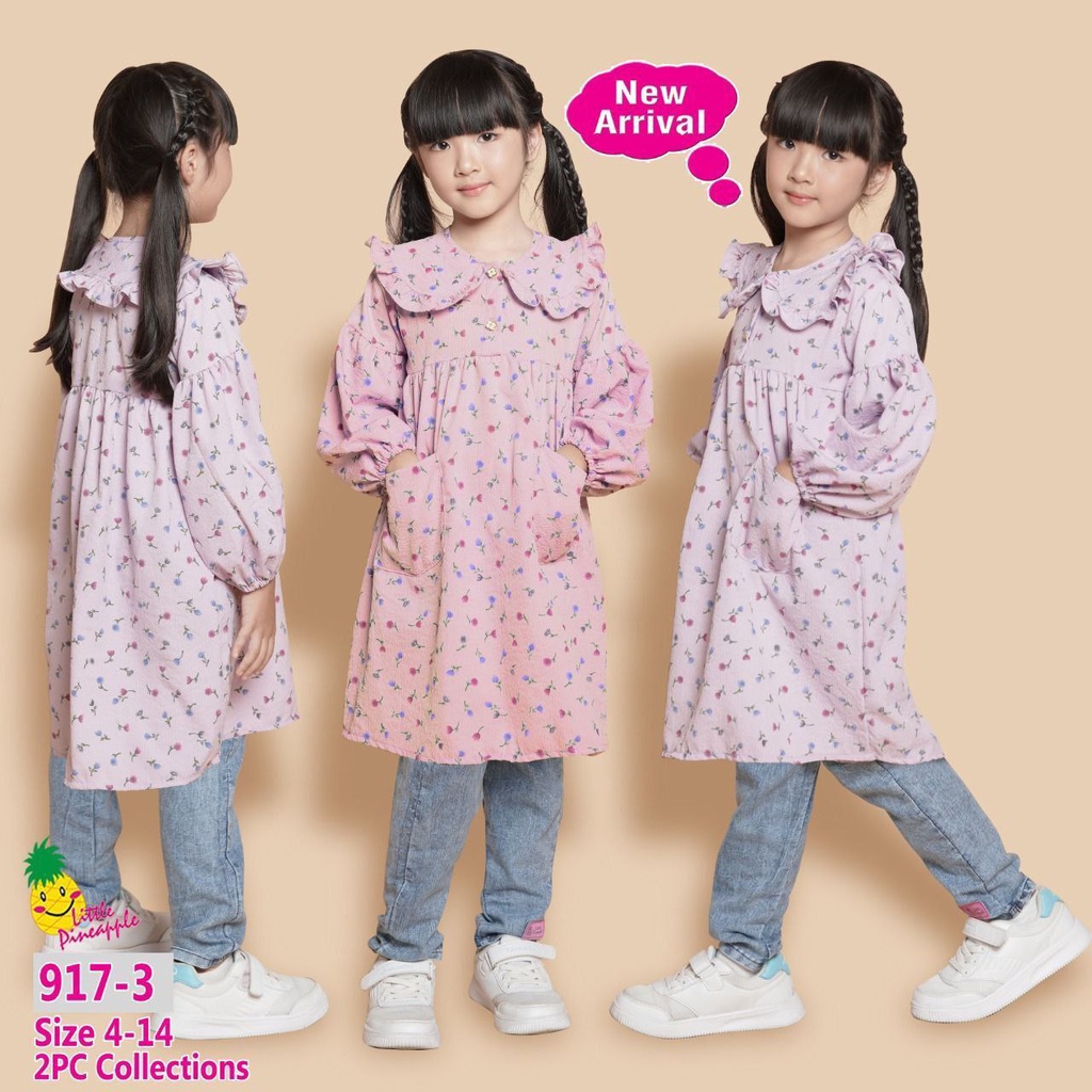 SETELAN LP KEMEJA PANJANG CELANA JEANS PANJANG CRINCLE PRINTING 917 3