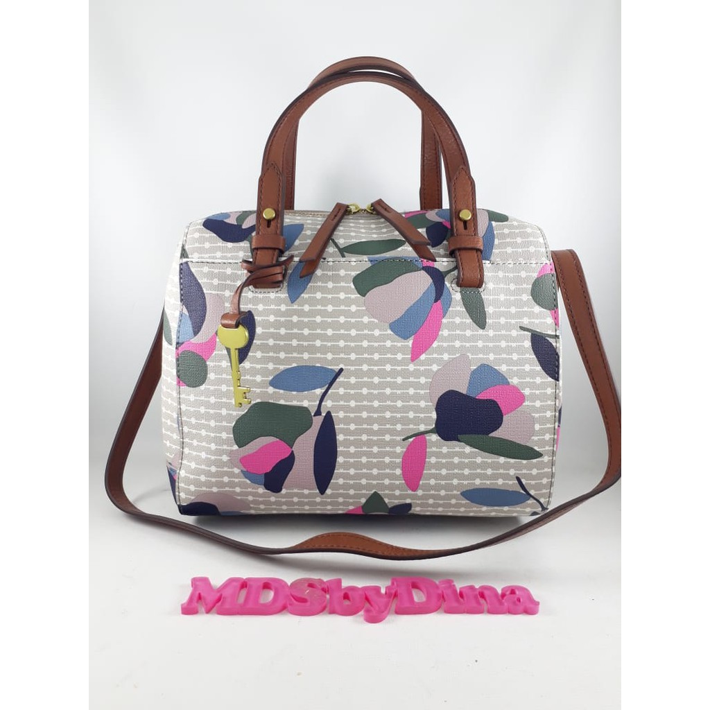 Fossil Rachel Satchel Grey Floral