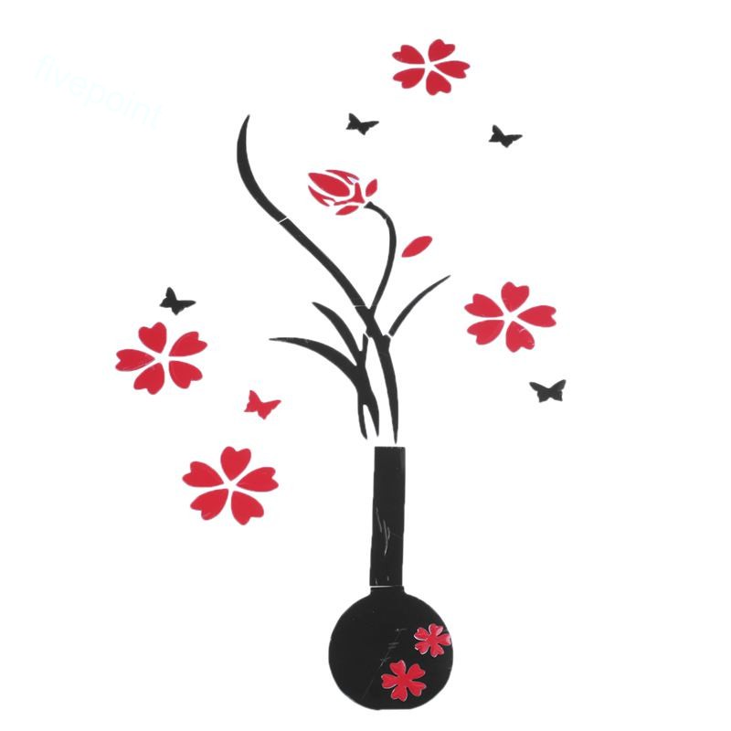 Diy Stiker Dinding Dengan Bahan Plastik Dan Gambar Vas Bunga 3d Untuk Dekorasi Rumah