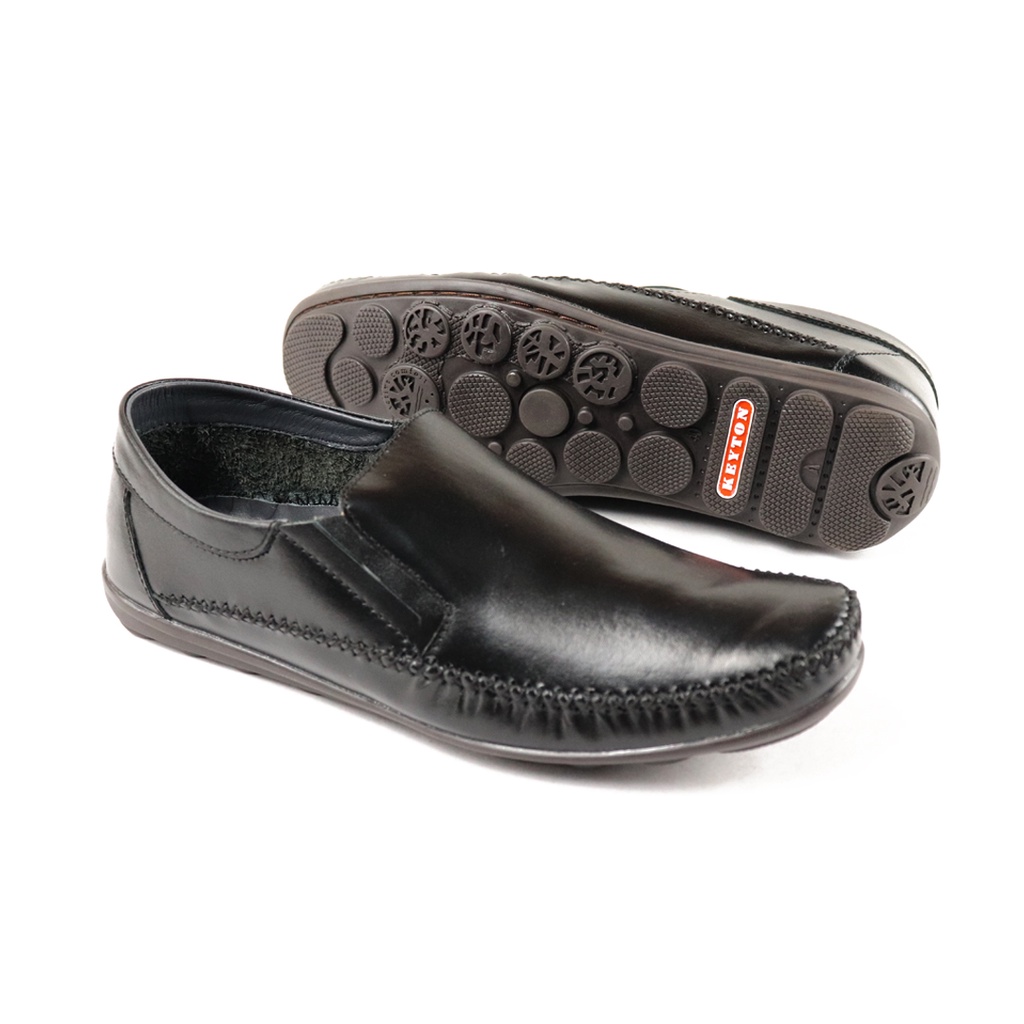 Sepatu Pria Slip On Loafer Kasual Kerja Hangout Bahan Kulit Asli KEYTON MSL993 Original