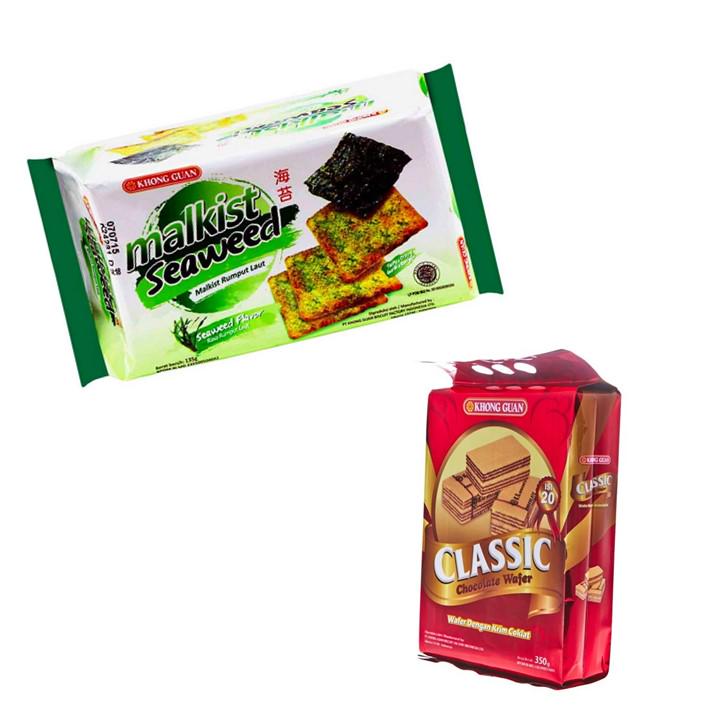 

Khong Guan Malkist Seaweed 135Gr + Khong Guan Classic Wafer Chocolate 350 gr