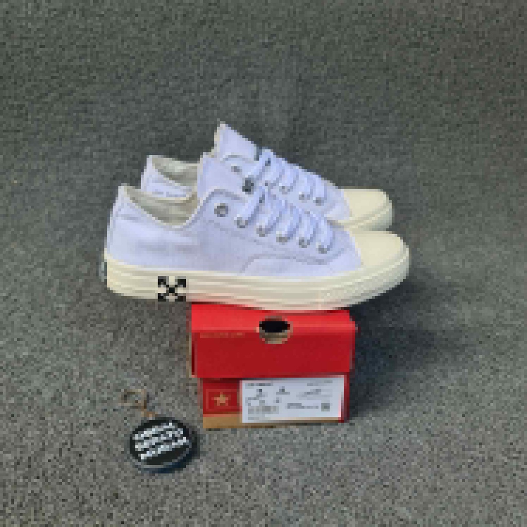 OBRAL SEPATU SNEAKERS 70S X OFF WHITE LOW BLACK WHITE CHUCK TAYLOR SOL GLOSSY 38-44-OFF WHITE PUTIH LOW