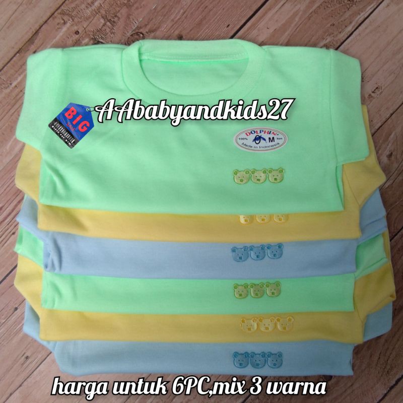 Dolphin 6PC Kaos Oblong Bayi Polos Murah Berkualitas dan SNI