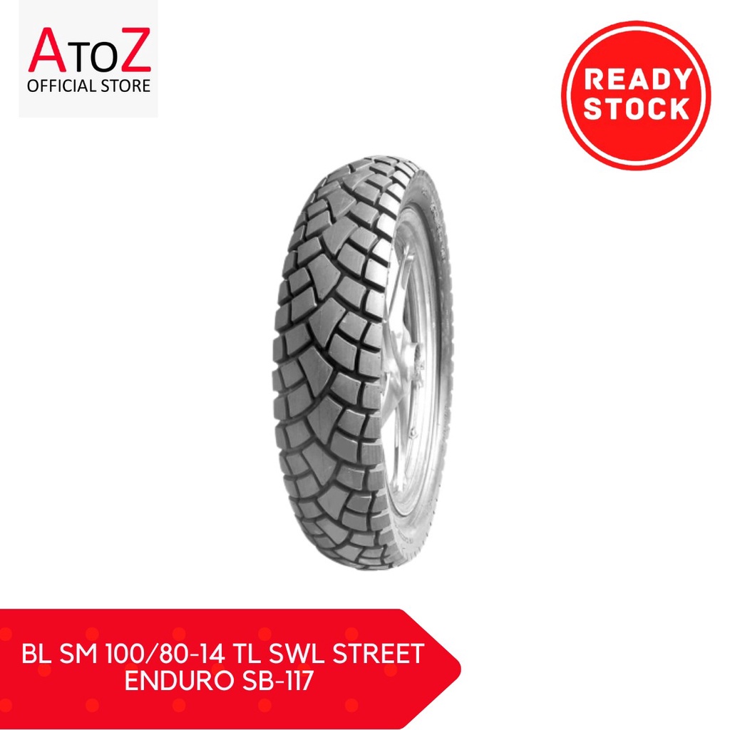 BAN LUAR MOTOR 100/80-14 TUBELESS SWALLOW STREET ENDURO SB-117
