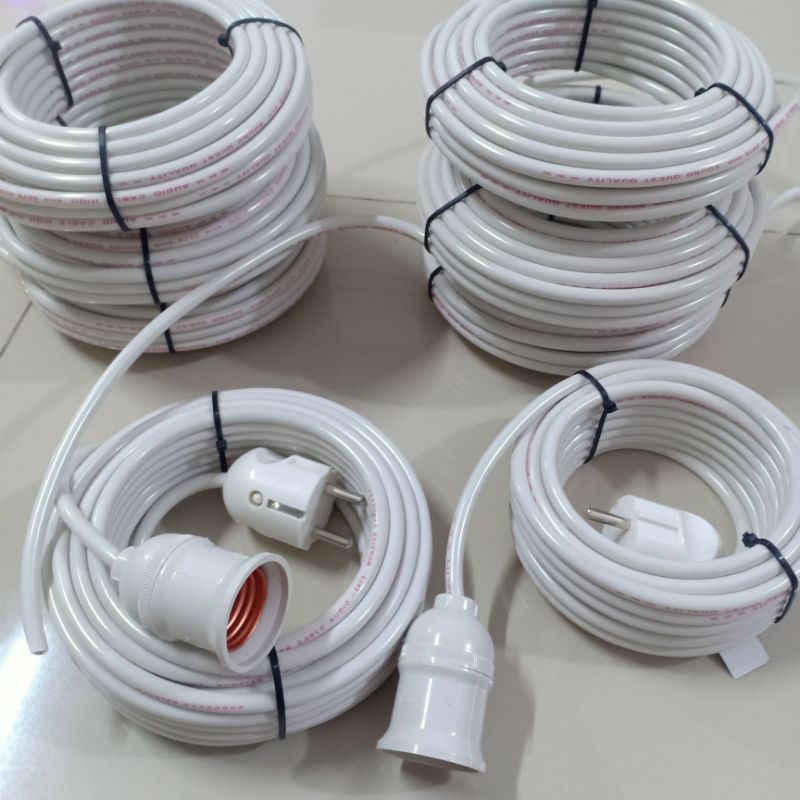 Fiting lampu + Kabel 1,2,3,4,5,6,7,8,9,10meter