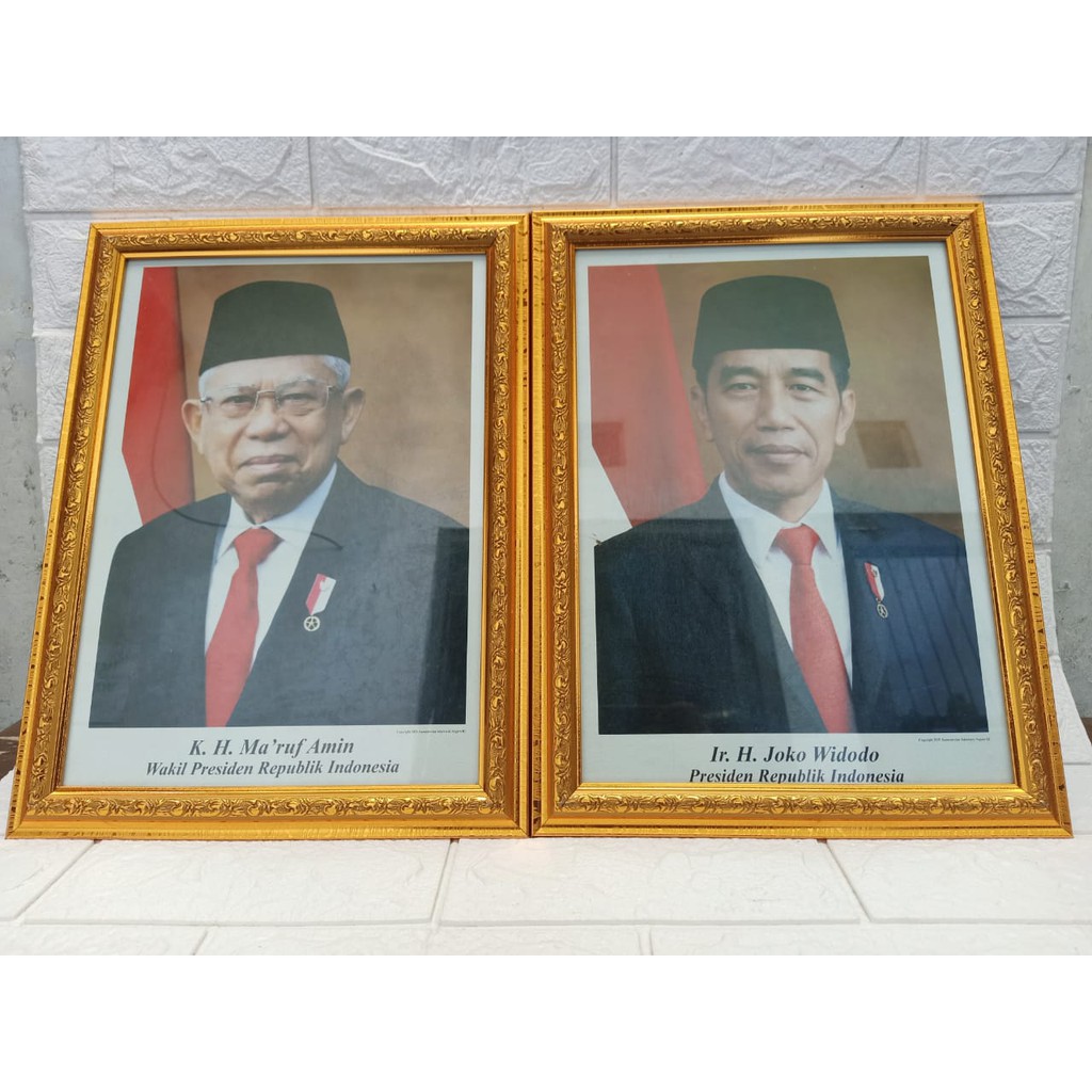 Pigura Foto Gambar Presiden Dan Wakil Hiasan Dinding Poster 1 Set Bahan Polyframe Fiber PRES DAN WAPRES