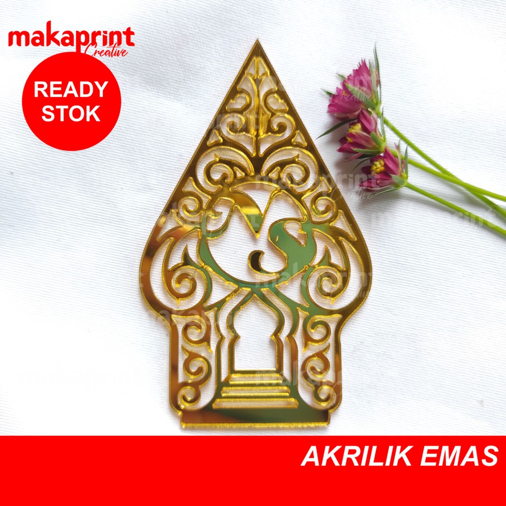 Gunungan Wayang Akrilik Mirror Gold akrilik emas custom inisial nama