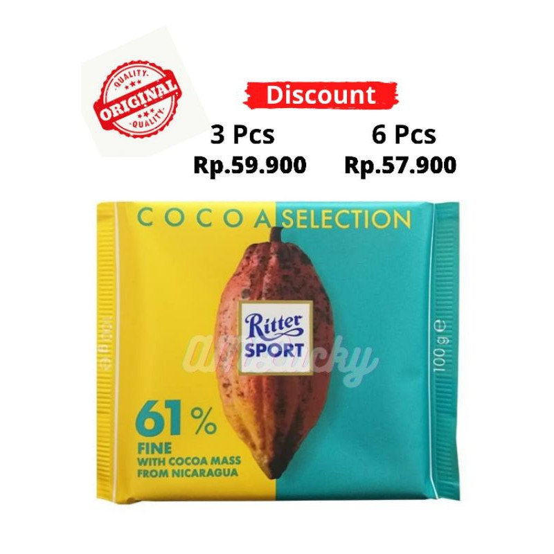 

Ritter Sport Cocoa Selection 61% Fine Kakao Dari Nicaragua 100gr