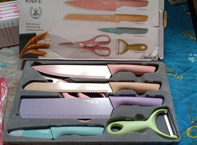 Pisau Set Keramik 5in1 / Pisau Jerami 6in1 Pisau Tajam Ceramic Batu Marvin Knife Set Pemotong Set