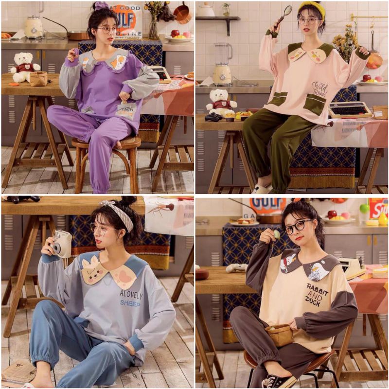 BAJU TIDUR WANITA PREMIUM / PIYAMA WANITA KERAH IMPORT