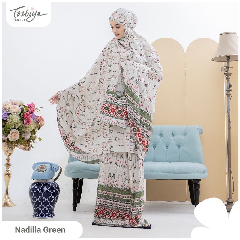 Mukena Tazbiya Nadilla Series Allsize Jumbo Dewasa Katun Rayon Motif