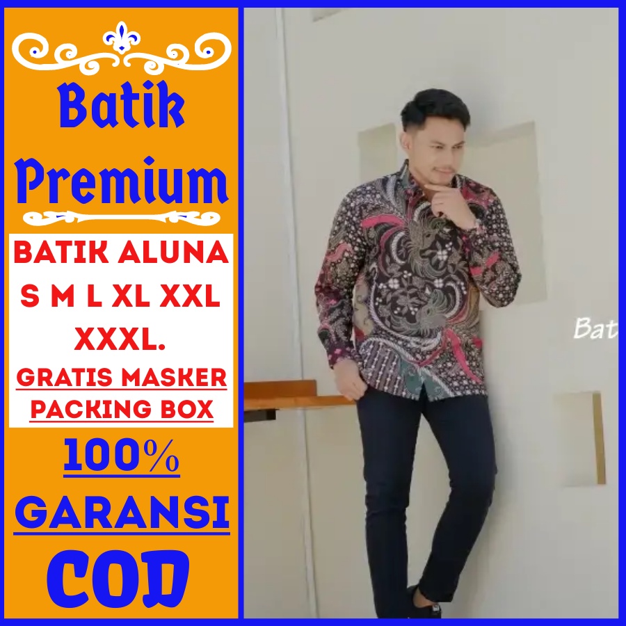 Kemeja batik solo asli premium aluna rianty lengan panjang modern baju kondangan kerja kantor lamara