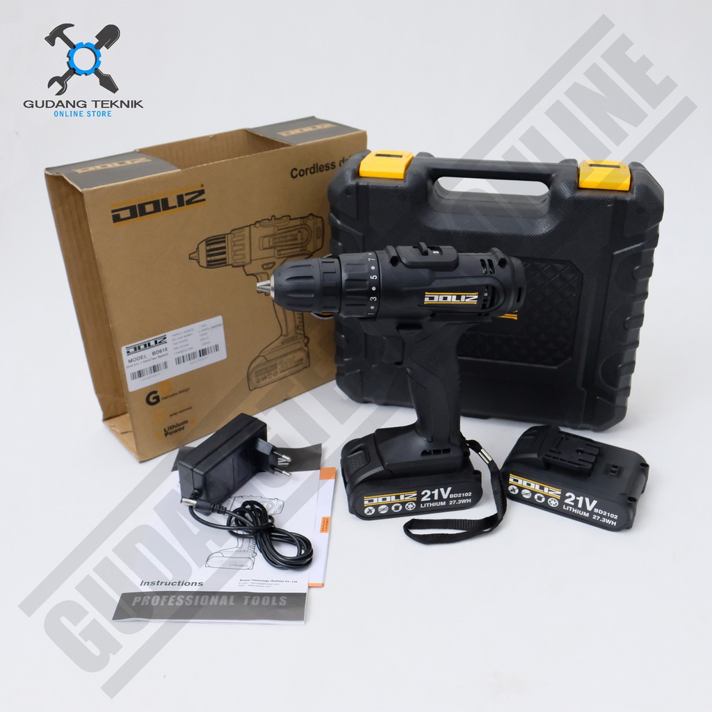 Bor Cordless Doliz BD618 21V - Mesin Bor Baterai 21 volt Doliz BD 618