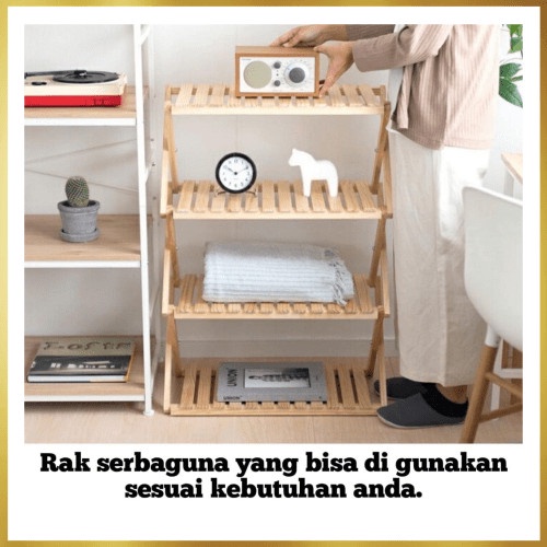 rak sepatu susun kayu jati murah hiasan rumah minimalis 4 tingkat