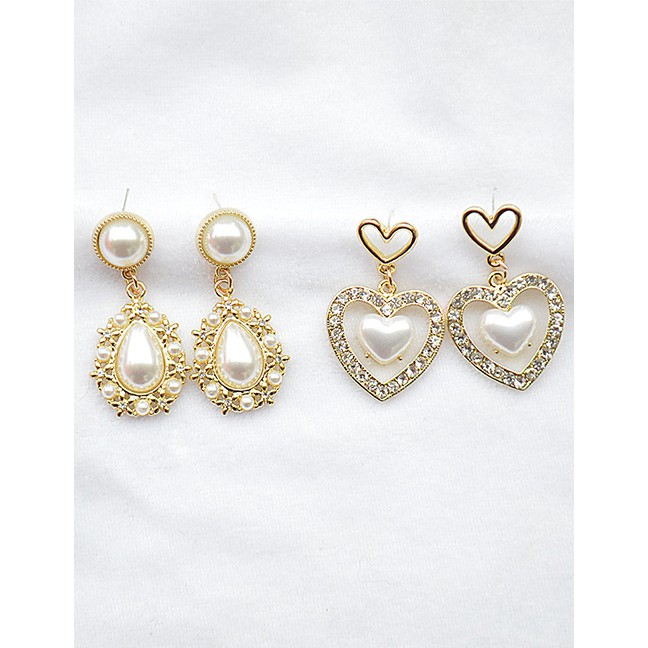 LRC Anting Tusuk Fashion Water Drop Pearl-plated Real Gold Love Drop