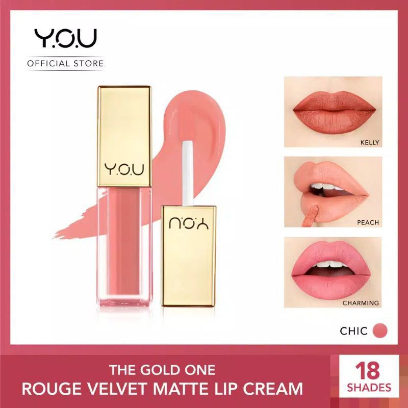 Kosmetik You The Gold One Rouge Velvet Matte Lip Cream (Quick Dry | Lipcream lipstick lipstik