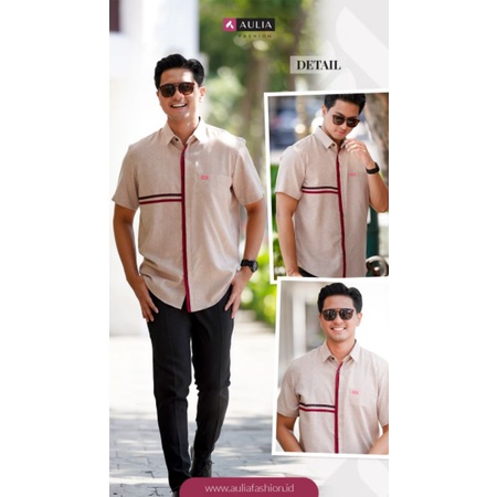 KOKO KATUN PRIA LENGAN PENDEK RAYYAN CREAM MAROON ORIGINAL AULIA FASHION ATASAN KEMEJA BAHAN COTTON 