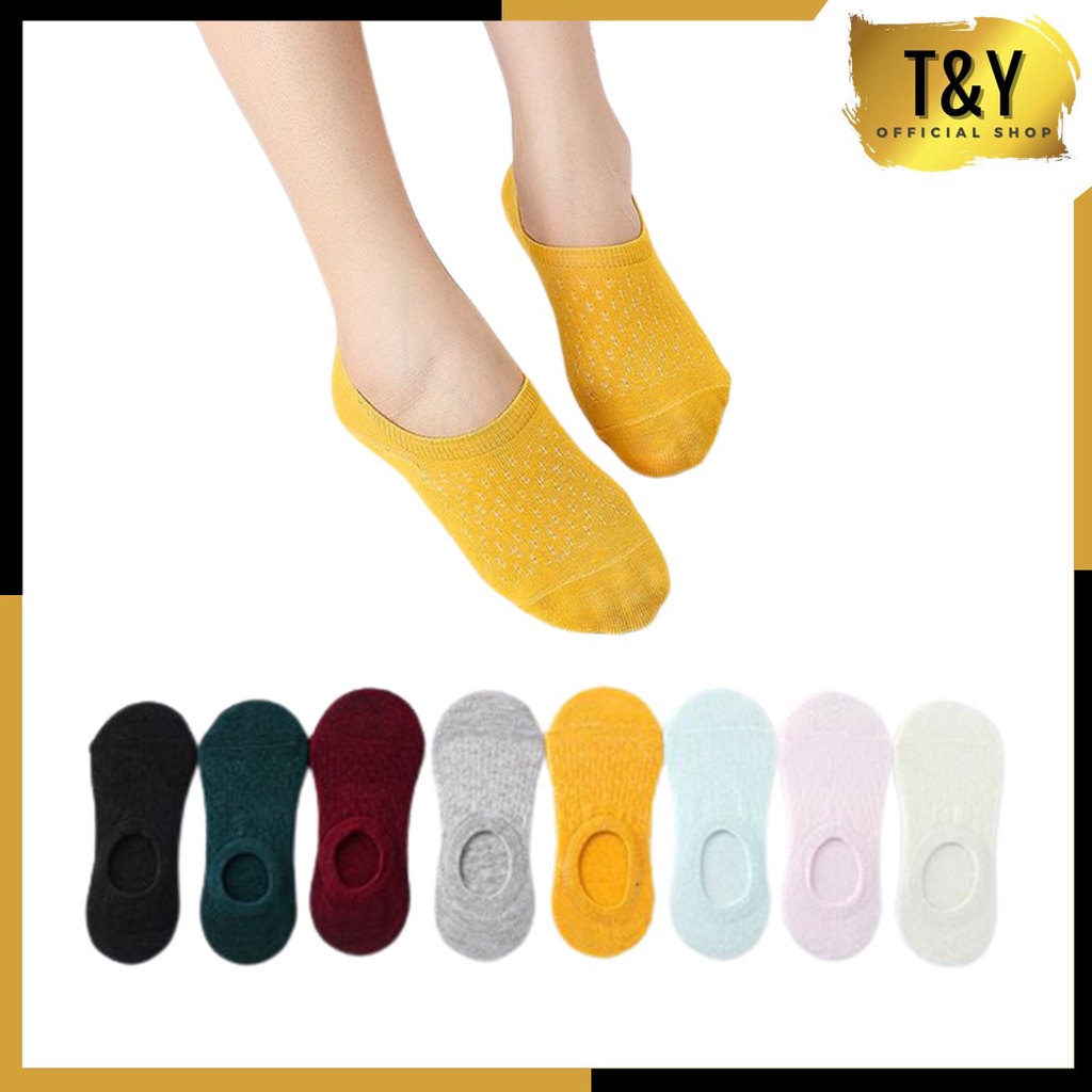 T&amp;Y Kaos Kaki Pendek Di Bawah Semata Kaki Wanita / Kaos Kaki Flatshoes Polos Tebal