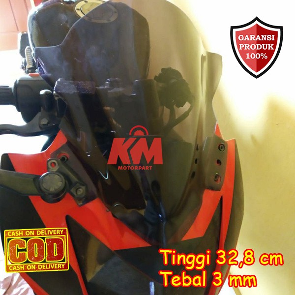 Visor Windshield Ninja 250rr Mono 250 sl Jenong Hitam Dan Bening Tebal 3 mm Panjang 32,8 cm