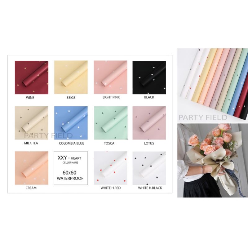 

[1PAK/20PCS] XXY 015 HEART kertas bunga / flower wrapping paper
