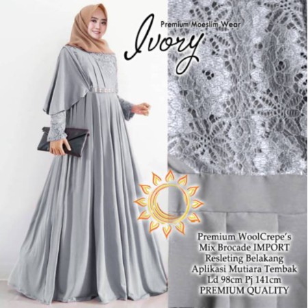 Dress Ivory Baju Gamis Muslim Terbaru 2020 2021 Model Baju Pesta Wanita kekinian
