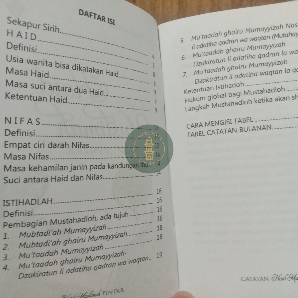 CATATAN HAID MUSLIMAH PINTAR Dilengkapi Tabel Bulanan - Mu'jizat