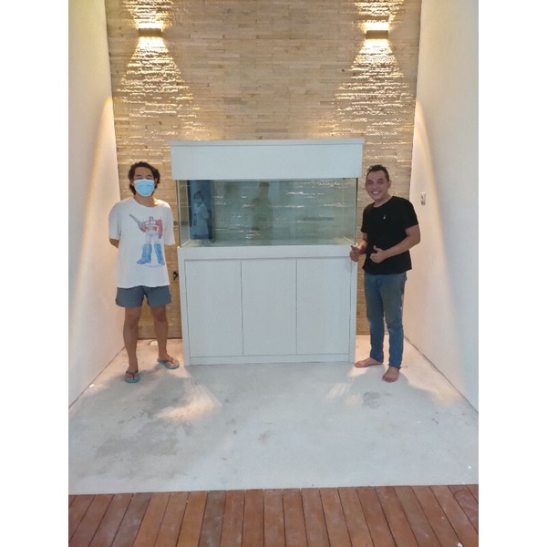 AQUARIUM - LEMARI AQUARIUM - CABINET AQUARIUM - AKUARIUM 150 CM TEBAL KACA 12 MILI PREMIUM KELAS . AQUARIUM BESAR . AQUARIUM BERKUALITAS .