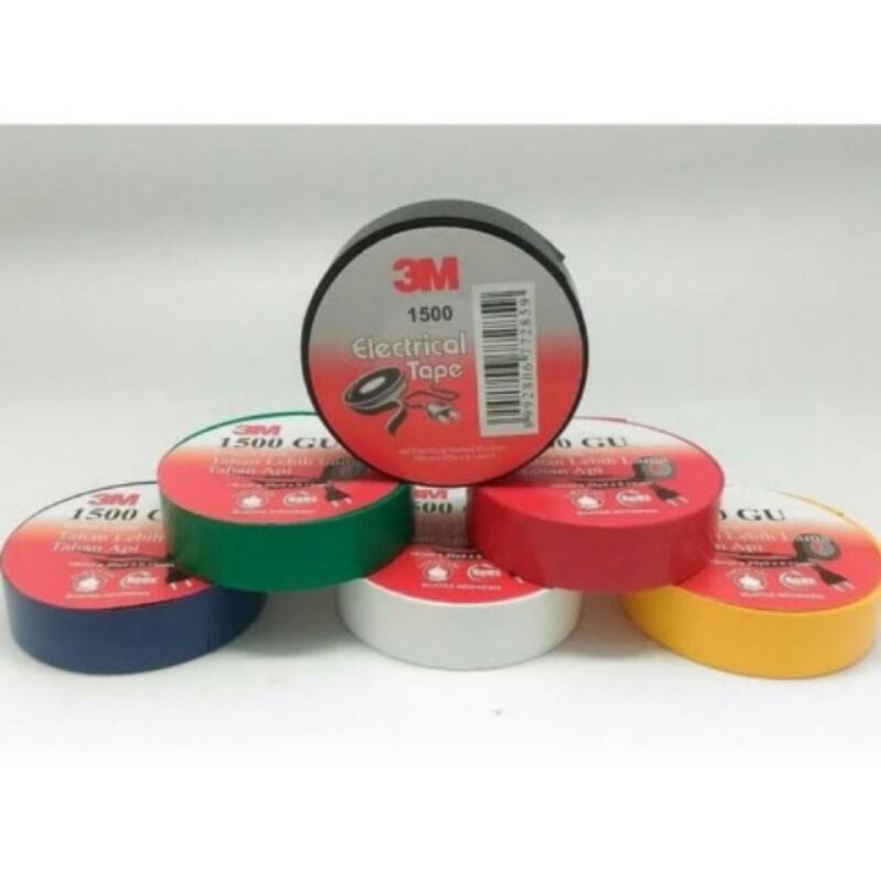 

3M Isolasi Listrik Warna 1500/Putih-Merah-Biru-Kuning-Hijau