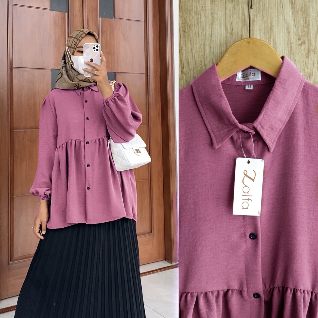 MARBELA blouse by ZALFA OUTFIT / blouse polos / blouse crincle / kemeja polos