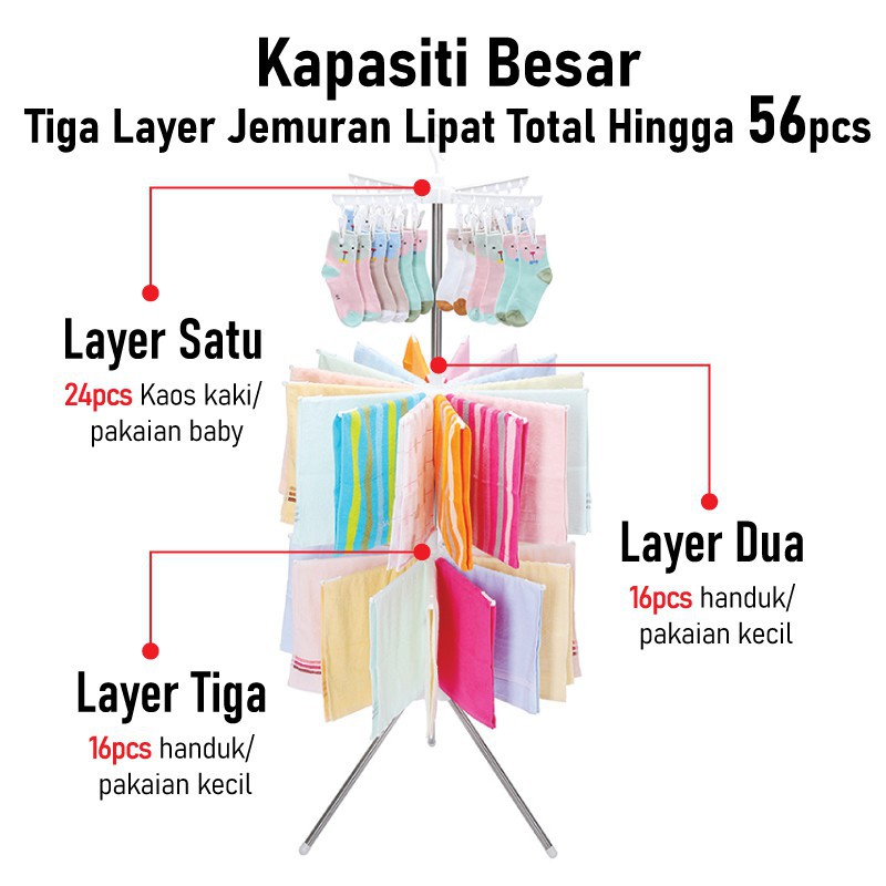 Rak Jemuran Handuk Menara serbaguna rak Jemuran Bayi Kaos Kaki Kain Rak Gantung Berdiri multifungsi anti karat