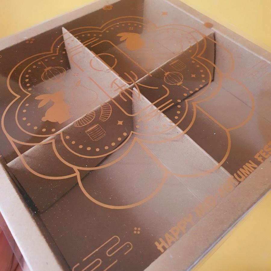 

( 5 pcs ) Kotak Kraft Coklat Packaging Hampers Mid Autumn Festival Mooncake Sekat 4 Box Mika Kue Bulan 125g