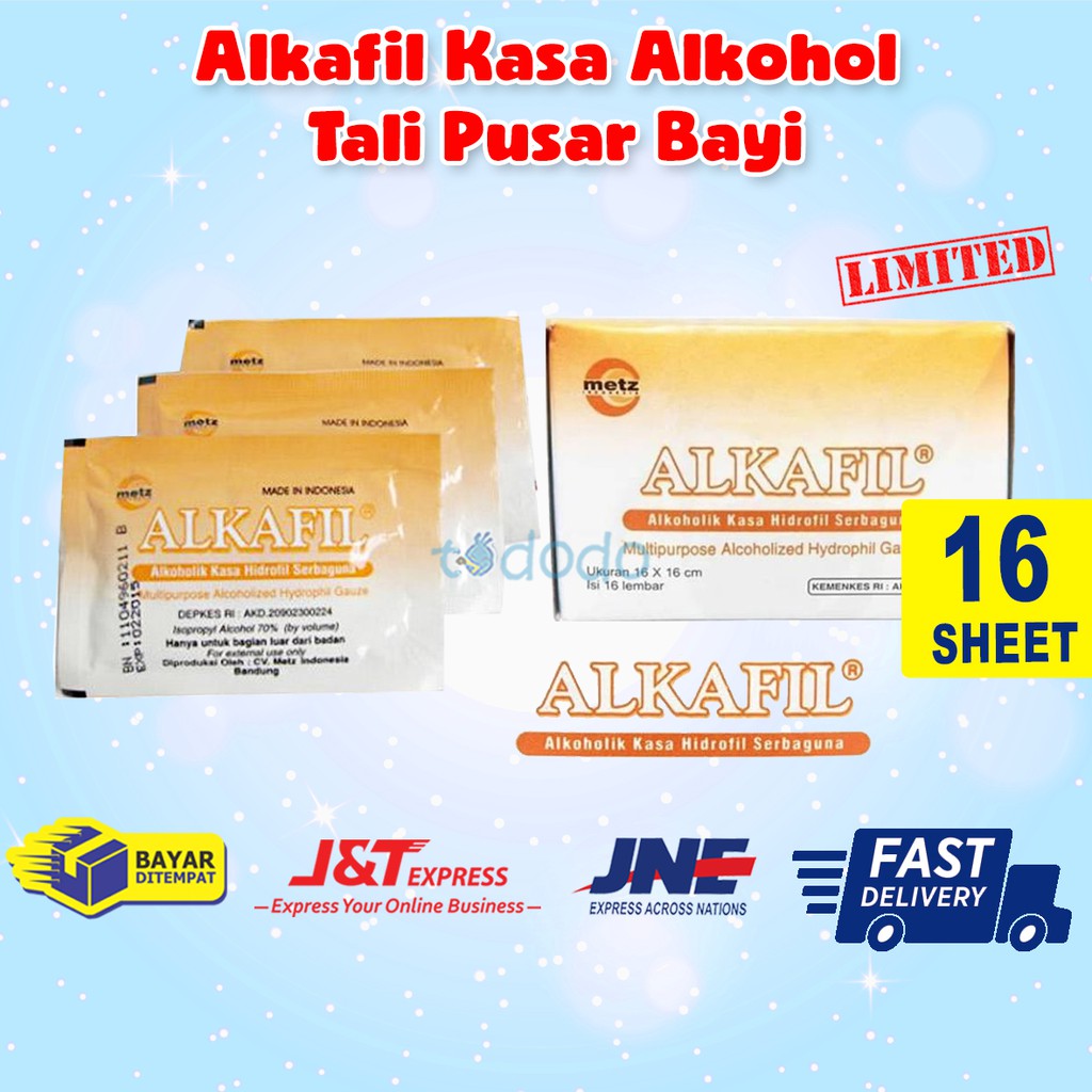 Alkafil Kasa Alkohol Tali Pusar Bayi 16 Sachets