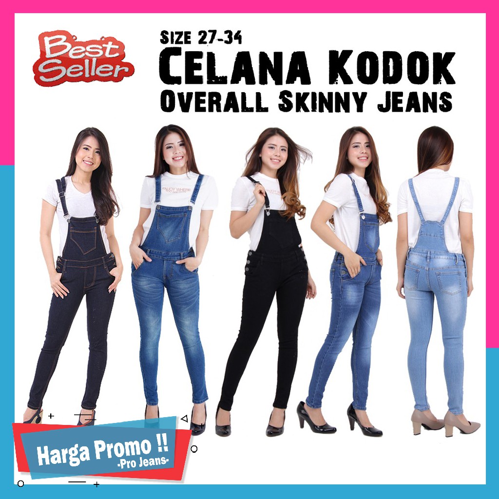 Celana Overall Jeans Wanita Celana Kodok Panjang Cewek tebal Stretch overal Long Pants kekinian