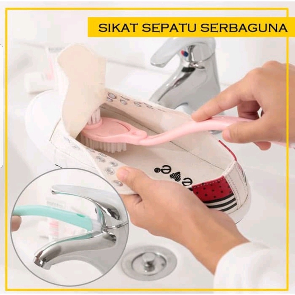 Sikat Pembersih Sepatu Triple Bulu 3 in 1 Shoes Brush tiga sisi clean