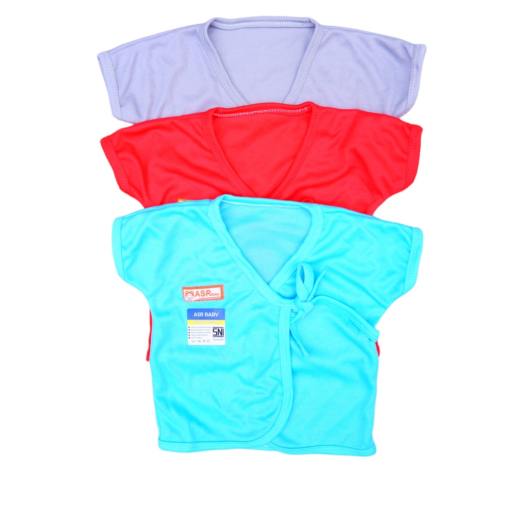 ISI 3PCS  Atasan Baju Bayi Kimono Polos ASR BABY SNI Usia 0-4 Bulan Harga Terjangkau