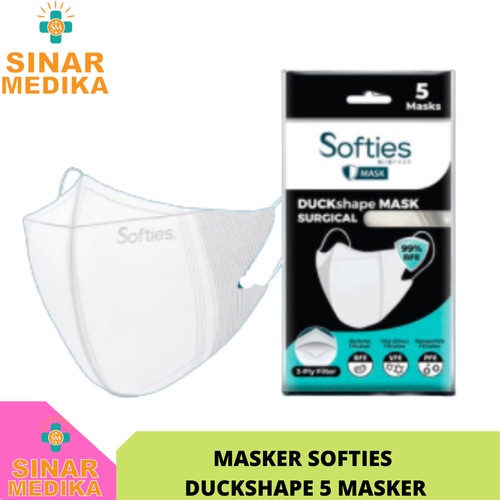 MASKER SOFTIES DUCKSHAPE DUCKBILL 1 SACHET ISI 5 MASKER SURGICAL BEDAH 3 PLY