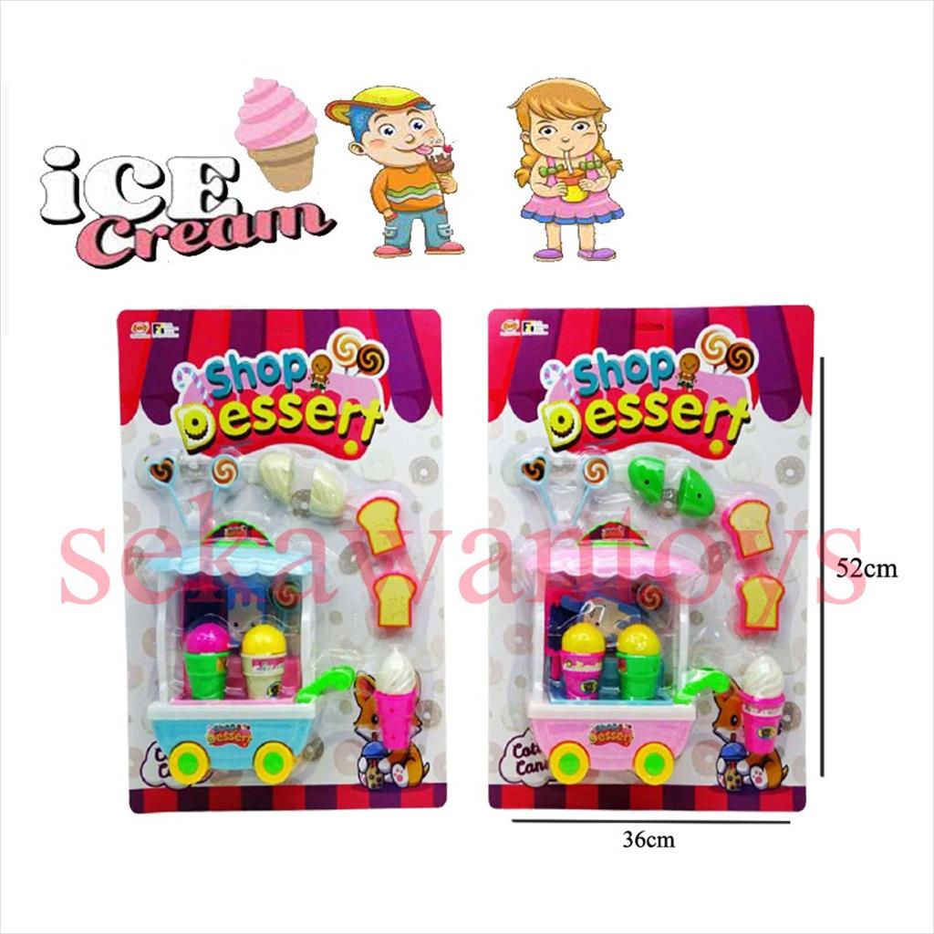 ( BISA COD ) Mainan Gerobak Eskrim/Mainan Ice Cream Stroller Set/ Shop Dessert Set 16121B