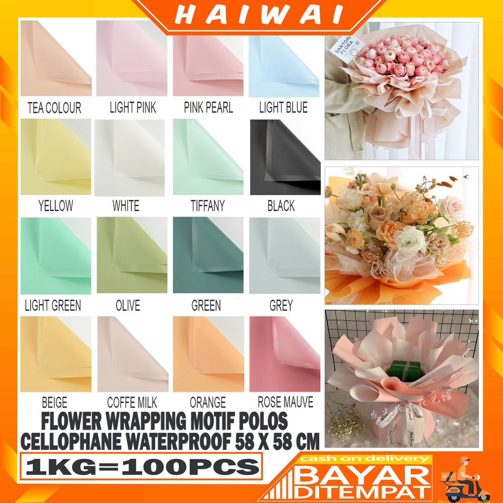 

HaiWai COD Flower Wrapping Paper Kertas Buket Bunga Polos Korea Cellophane Waterproof KB01 / KB24 / KB30