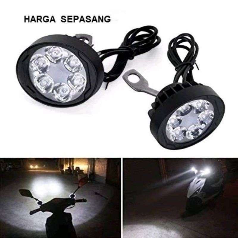 Lampu sorot tembak LED spion motor U3 cree 6 mata 18W spotlight