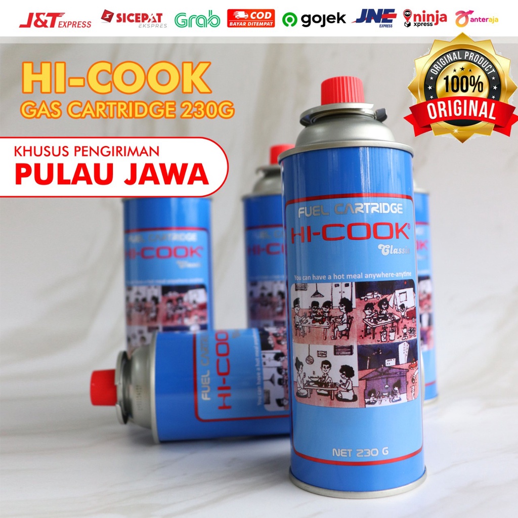 Gas HI-COOK ASLI / HI-COOK untuk Kompor Portable Original - 230GR (Bukan Refill)