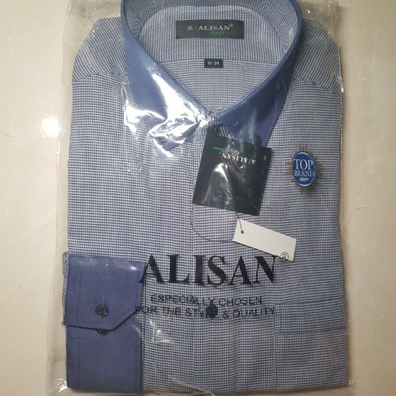 kemeja lengan panjang Alisan warna biru muda