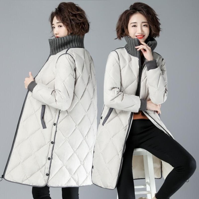 Jaket Panjang wanita turtleneck Winter Long Coat