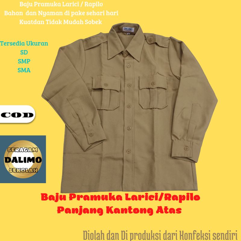 Baju Pramuka Larici/Rapilo Panjang Kantong Atas untuk Sd SMP SMA Baju Pramuka larici/rapilo panjang 