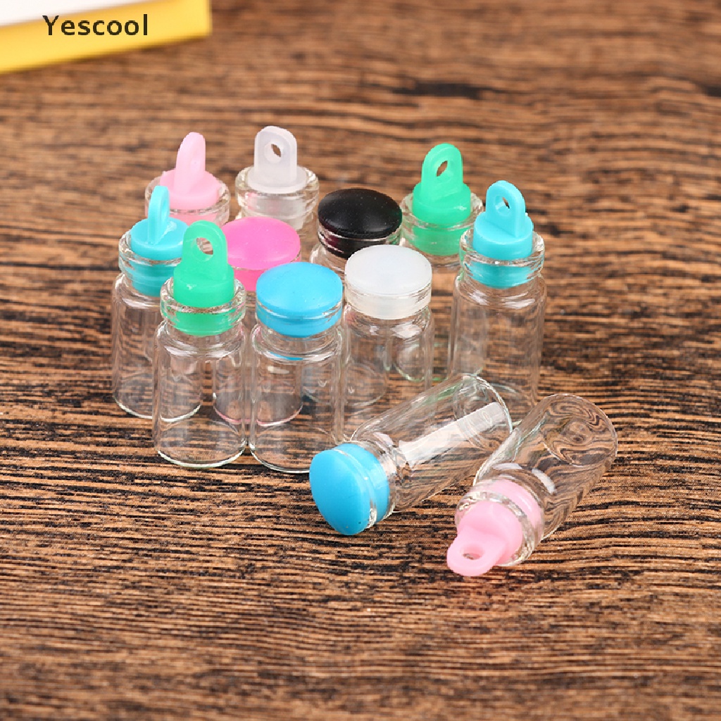 Yescool 10Pcs 1ML 11*22mm Glass Bottles Tiny Glass Jar Sealed Bottles Wishing Bottles .