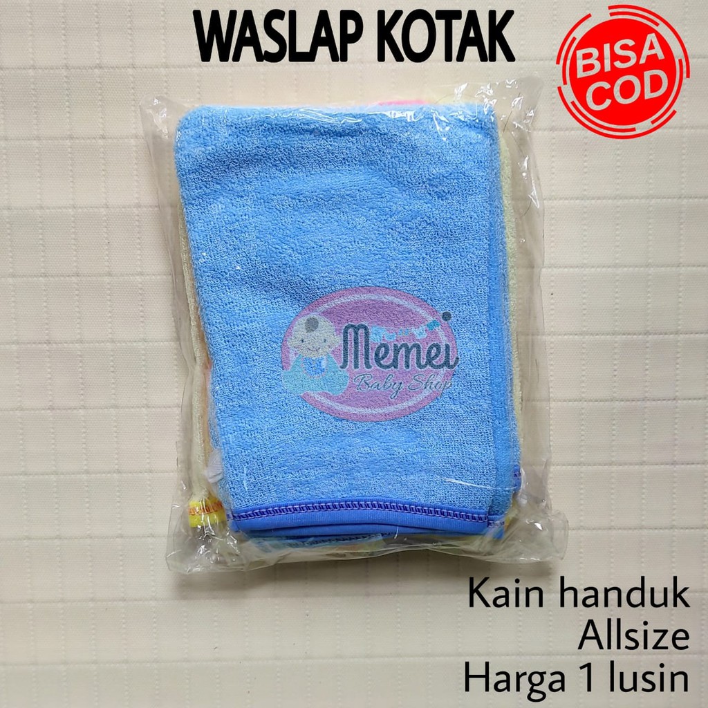 1 LUSIN (12 pcs) Waslap bayi KOTAK harga grosir TERMURAH