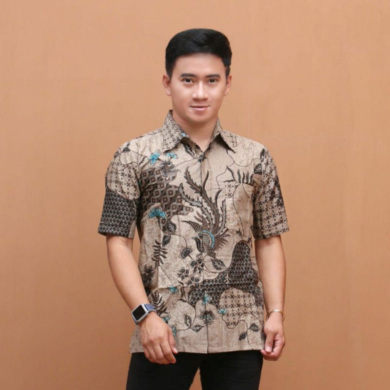 MURAH BATIK KEMEJA HEM PRIA MOTIF KEMBANG GEDE HITAM KEMEJA SERAGAM PEKALONGAN ALKHALIS-4