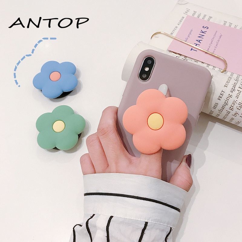 Korean Version of The Airbag Mobile Phone Holder Mobile Phone Telescopic Ring Cute Flowers Lazy Telescopic Anti-fall Mobile Phone Holder ANTOP