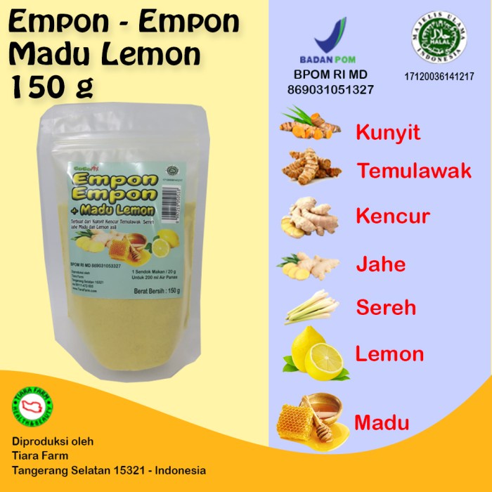 

Empon - Empon + Madu Lemon 150 g (Honey Lemon) Gogomix Tiara Farm (BERKUALITAS)