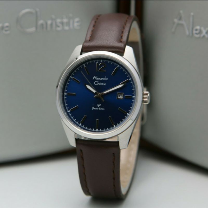 ALEXANDRE CHRISTIE AC1012 SILVER BLUE KULIT WANITA.ORIGINAL GARANSI RESMI 1TAHUN