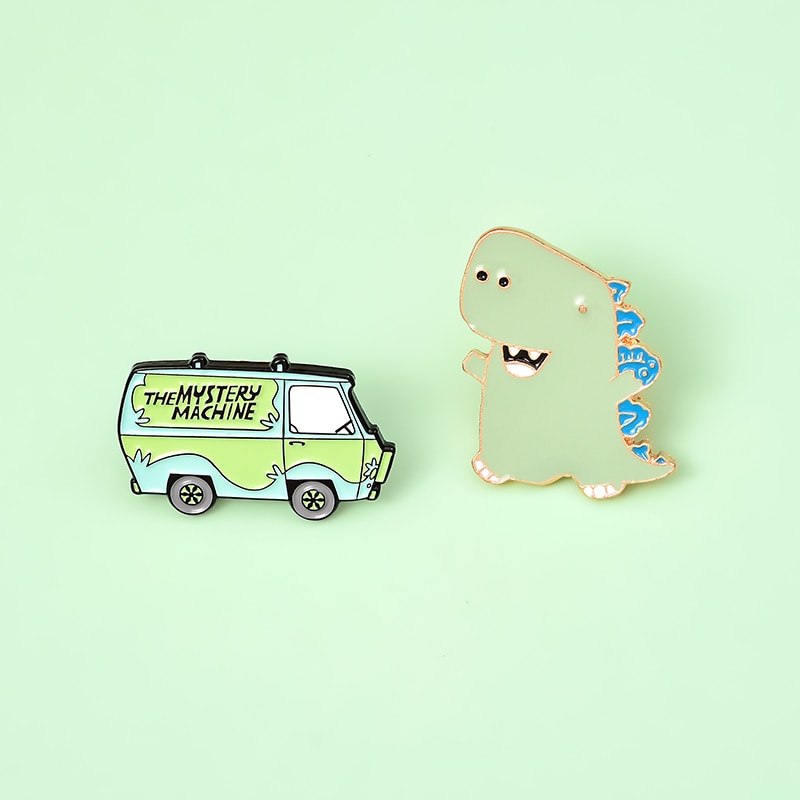 Bros Pin Enamel Desain Kartun Alpukat Pea Nanas Dinosaurus Bus Untuk Hadiah Anak